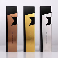 Prix du trophée en cristal noir de personnalisation haut de gamme avec plaque étoile en métal cuivre doré et argent