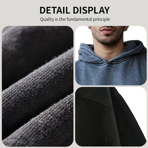 Sudadera con capucha ODM Terry de algodón 100% de alto gramaje, esencial para invierno, oversize, con puños acanalados desgastados, unisex, lavado ácido, personalizada - Product Image 5