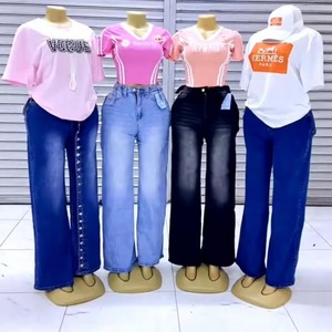 Nouveau <span class=keywords><strong>Jean</strong></span> <span class=keywords><strong>Femme</strong></span> Tendance 2026 Taille Haute Ample avec Strass et Broderies Florales pour Streetwear, Soirées et Usage Quotidien - Product Image 2