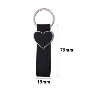 Porte-clés en métal uni personnalisé avec logo, accessoires en cuir PU noir, vente en gros pour voitures - Product Image 3