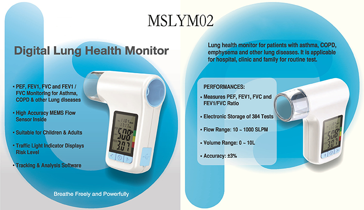 Sistema de espirómetro para pruebas de enfermedades pulmonares portátil PEF Fev1 / Fvc