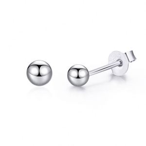 Dylam Minimalist Simple Design Elegant Women Fine Jewelry Rhodium 18K Gold S925 Silver Beaded Screw <b>Back</b> Stud <b>Earrings</b> - Product Image 1