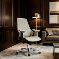 Chaise de bureau exécutive en cuir avec structure métallique, siège pivotant réglable, accoudoirs fixes, design moderne pour la maison et les salles de conférence