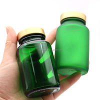 Bouteille à pilules en verre noir mat personnalisée, bouteille à bonbons, bocal à chewing-gum de qualité alimentaire, bouteille à capsules avec bouchon Unishell doré