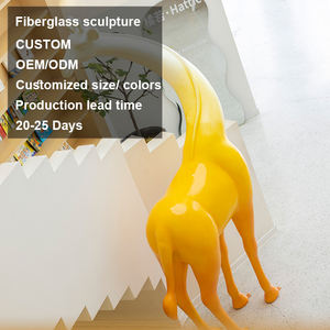 大型モダン屋外キリンガラス繊維彫刻アニマルアートデコレーション黄色漫画モデル商用スペースビジュアルディスプレイ - Product Image 1
