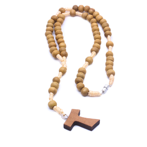 Collares cruzados de madera cortos hechos a mano con <span class=keywords><strong>Rosario</strong></span>, suministros religiosos con cuentas de moda para oración, venta al por mayor - Product Image 5