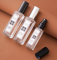 Flacon vide carré en verre fin de 5ml, 10ml, 15ml, 20ml, 30ml avec étiquette personnalisée, petit format rechargeable à col vissé, pour échantillon de parfum ou huile, avec vaporisateur.