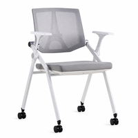 Silla de Oficina Ergonómica Plegable con Ruedas, Silla de Computadora Cómoda con Respaldo Alto para Estudio, Capacitación, Reuniones y Negocios