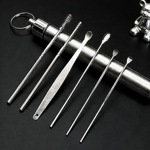Stainless Steel <b>Ear</b> <b>Pick</b> 6 Piece Set Portable Keychain <b>Ear</b> Cleaning Tool - Product Image 2