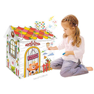 Juguete Educativo de Dibujo, Casa de Juegos 3D de Cartón, Casa Creativa para Dibujar con Música y Luz para Niños - Product Image 1