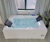 Baignoire de luxe en acrylique de grande taille 1800X1200mm pour deux personnes avec cascade, commande intelligente, massage, spa, baignoire à remous