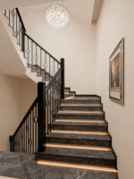 Balustre d'escalier en fer forgé de forme circulaire double noir, blanc et or de 44 pouces, style européen, garde-corps de balcon pour villa