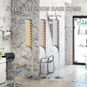 Peignes à cheveux professionnels en acier inoxydable pour salon, résistants à la chaleur, avec dents et manche en plastique, vente en gros - Product Image 2