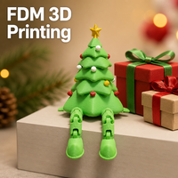 Services d'impression 3D FDM pour la personnalisation de jouets et cadeaux, incluant des figurines de Père Noël assises pour bureau et ornements de Noël
