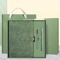 Vente en gros d'ensemble de gobelets thermos promotionnels pour carnet de notes de luxe en cuir PU bleu pour cadeau Coffret cadeau personnalisé avec stylo et bouteille