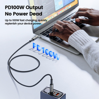 Câble de charge USB C Toocki PD 100W à connecteur en alliage de zinc haute vitesse avec indicateur lumineux intelligent, cordon de données Type C pour la charge au bureau