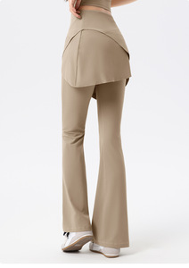 Pantalones de <span class=keywords><strong>Yoga</strong></span> 2 en 1 GH de Color Sólido, Pantalones Acampanados de Cintura Alta, Leggings Delgados para Mujer, Pantalones Falda Deportivos para Exteriores con Cierre Elástico - Product Image 3