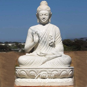 Diseño Popular Templo Blanco Buda de piedra de mármol estatua - Product Image 1