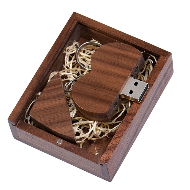 Wooden Heart Usb Flash Drive 64mb Pen Drive Wood Memory Stick Pendrive Key Usb Stick Device 4G 8G 16GB 32GB Gifts for Customers