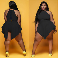 Combinaison d'été Slim Fit Casual Party Jumpsuit Sexy Rear Zipper Solid Color Sleeveless Knitted Plus Size New Style Women's Dresses Xxx