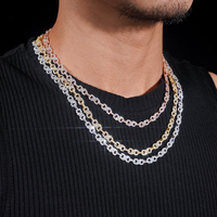 Nouvelle tendance hip-hop, chaîne cubaine en argent S925 entièrement sertie de moissanite couleur D, plaquée platine, bracelet et collier en forme de 8