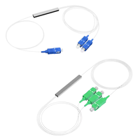 Splitter Fiber Optik PLC Seri 1xN (1:2 hingga 1:32) Konektor SC/APC & SC/UPC Splitter Fiber Singlemode untuk FTTH
