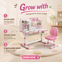 Ensemble de bureau et de chaises pour enfants RHS-DC20 combinaison de meubles créatifs pour enfants bureau d'écriture avec étagère