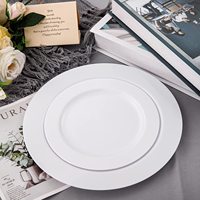 Assiettes à dîner en plastique blanc 10,25 pouces, assiettes jetables de qualité supérieure, sûres et réutilisables, idéales pour la fête