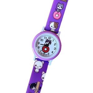 Reloj de cuarzo suave y bonito con estampado de gatito de dibujos animados para niña, novedad de reloj infantil de cuarzo no resistente al agua, novedad de 2017 - Product Image 1
