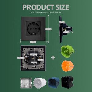 EU-standaard wandcontactdozen met aluminium afdekking, Duitse wandcontactdoos, zwarte kleur, Europese 2-pins wandcontactdoos - Product Image 5