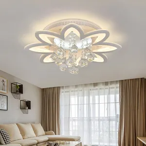 Lampu langit-langit Led 66W, pencahayaan kristal akrilik mewah Modern ruang makan ruang tamu Hotel lobi dapat diredupkan