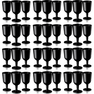 Copas de Vino de Plástico Negras, Bonitas y Elegantes, Diseño Simple, Portátiles, Copas de Champán de Plástico para Fiestas y Bodas, Desechables - Product Image 6