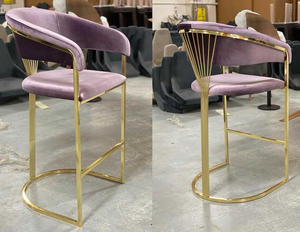 Silla de Bar de lujo de acero inoxidable, taburete moderno de terciopelo con encimera alta, para casa, Hotel y boda, <span class=keywords><strong>2022</strong></span> - Product Image 2