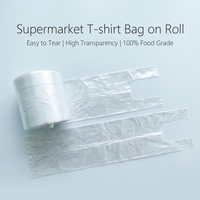 Sac en rouleau personnalisé sans BPA, haute transparence, en LDPE, avec soufflet latéral, scellage étoilé, à poignée à nouer, pour supermarché