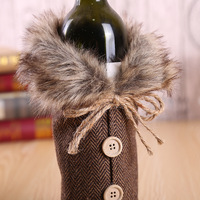Sac cadeau de Noël en lin avec cordon de serrage, motif dessin animé personnalisé, marque Linna, 17*24 cm, pour bouteille de vin, idéal pour les fêtes