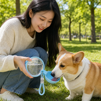 Bouteille d'eau portable pour chien, plate et ronde, pour sac à dos, porte-gobelet, poche latérale, anti-fuite, pour la marche, pour revendeurs de marques de bouteilles d'eau pour animaux de compagnie