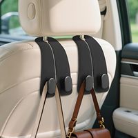 Crochets universels pour appuie-tête de voiture, porte-sac à main en cuir gris pour voiture avec doubles crochets métalliques