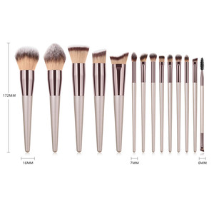 Kit di pennelli per trucco vegano 14 Set di pennelli per trucco in legno color oro Champagne di lusso di qualità professionale Logo personalizzato - Product Image 6