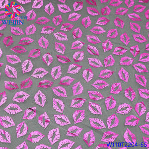 Venta caliente personalizado chapado en oro impreso Rosa rojo labio estampado hoja tul Malla tela brillante tejido de punto vestido Formal falda de escenario - Product Image 6