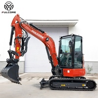 Mini-excavatrice FULCORE conforme EPA 3,6T avec pince hydraulique optionnelle de haute qualité pour l'aménagement paysager de jardin