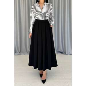 Elegante Camisa de Popelina a Rayas Negras para Mujer, Blusa Asimétrica con Botones para Oficina, Top de Moda de Manga Larga - Product Image 5