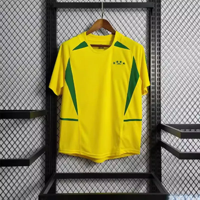 2002 Op Maat Gemaakte Ronaldo Brazilië Thuis Retro Voetbal Shirt Shirt