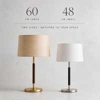 Lampe de table LED avec commande tactile, abat-jour en tissu marron, structure en métal, design moderne, alimentation CA, intensité réglable, pour salon et bureaux