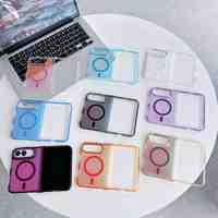 Étui de téléphone magnétique à dégradé de couleurs pour iPhone Duo, cadre coloré antichoc, coque arrière transparente pour iPhone 18 Fold