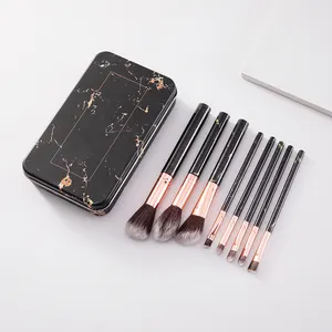 Custom Professional Make Up Tool 8 Pcs Gold Marble Makeup Brush Set