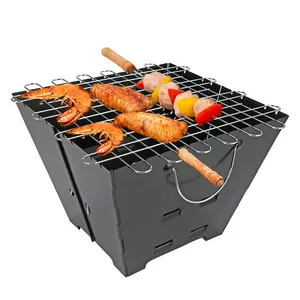 Barbekü kömürü ızgara katlanır taşınabilir hafif Kabab barbekü açık ızgara pişirme kamp yürüyüş için izgara seti