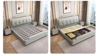 Lit intelligent capitonné en cuir PU de 180 cm, cadre en bois, luxe moderne, avec rangement, prix de gros abordable
