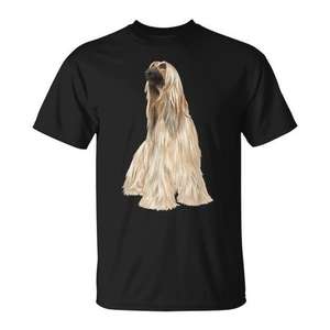 Camiseta Afghan Hound Dog negra con cuello redondo unisex para adultos talla S M L XL XXL - Product Image 1