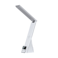 Lampe de bureau pliable avec chargeur sans fil 15W Qi, station de charge avec 3 modes d'éclairage, affichage numérique pour la maison, le bureau et l'étude
