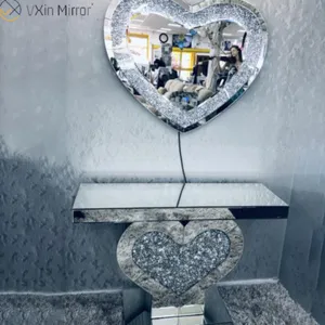 2022 New Style Factory Direct Sale Diamond Crystal Heart-shaped Living Room Furniture Console Tables Home Decor for Living Room
